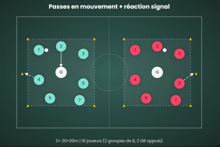 Passes en mouvement + réaction signal